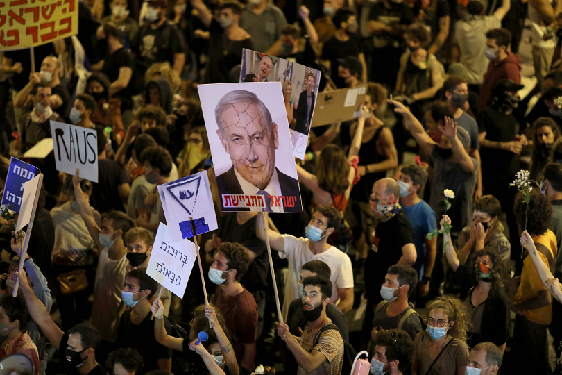 демонстрации израел против подкрепа нетаняху