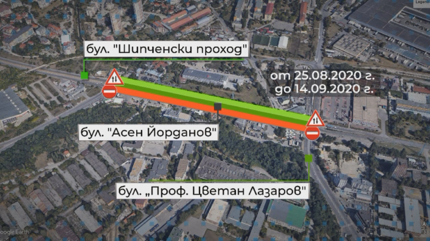 промени движението градския транспорт заради рехабилитация бул асен йорданов