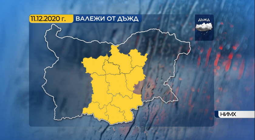 жълт код валежи дъжд централна българия