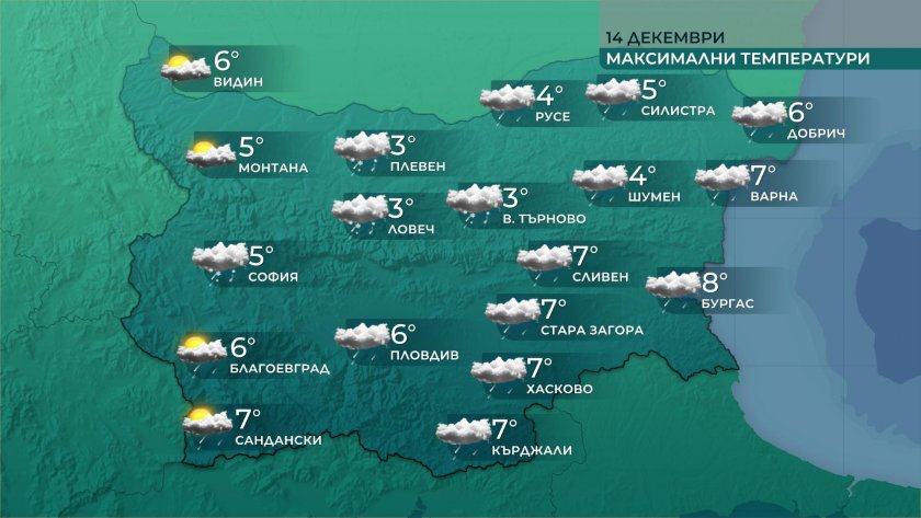 Облачно и дъждовно днес, през нощта валежите спират