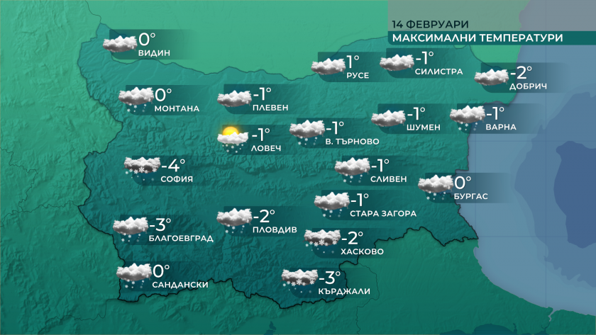 Облачно време днес с валежи от сняг