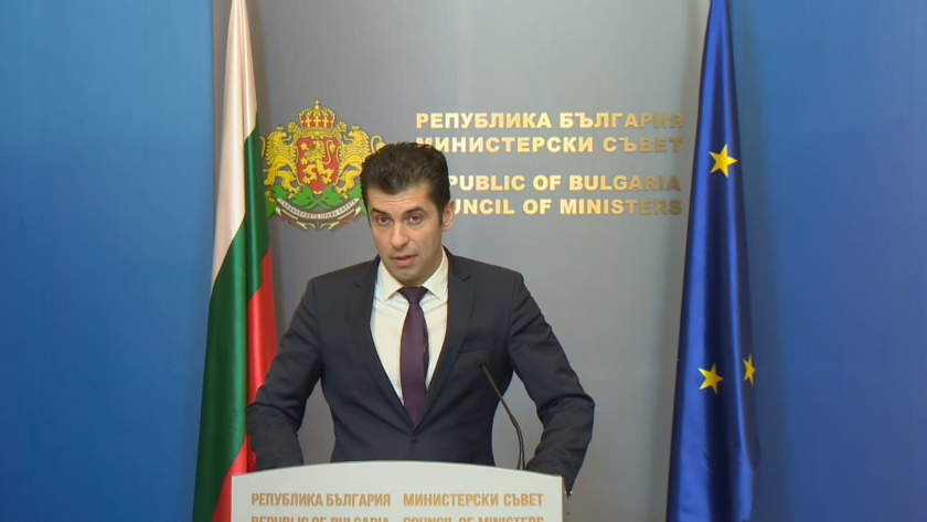 Премиерът Кирил Петков с изявление пред медиите от Министерския съвет.