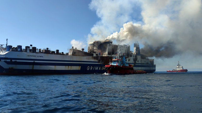 започнал пожарът ферибота йонийско море