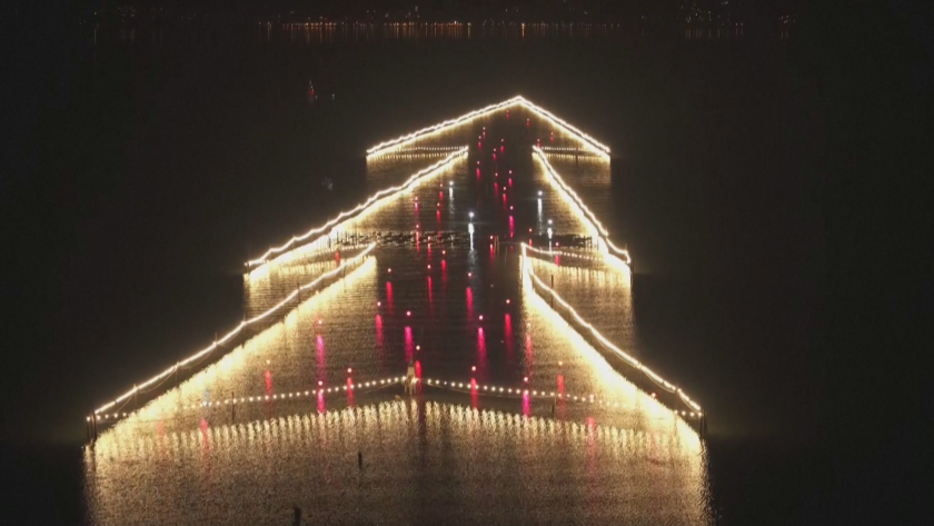 Коледа на нетрадиционни места: Елха светна в италианско езеро