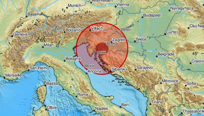 земетресение рихтер регистрирано хърватия