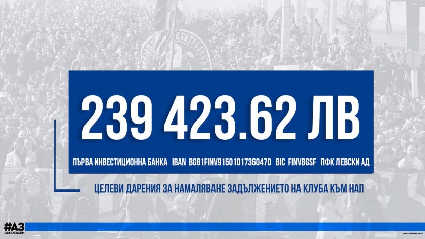 левски събра близо 240 000 сметката погасяване задължения нап