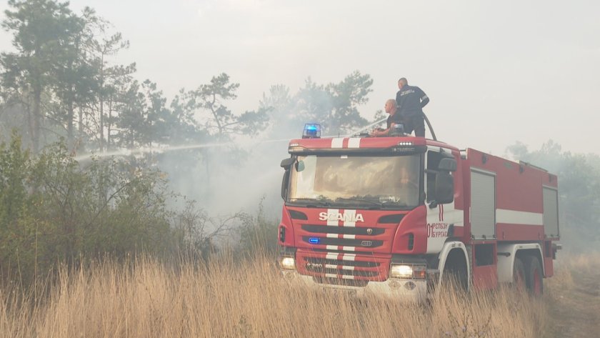 Силният вятър разпалва наново огъня в Бургаско