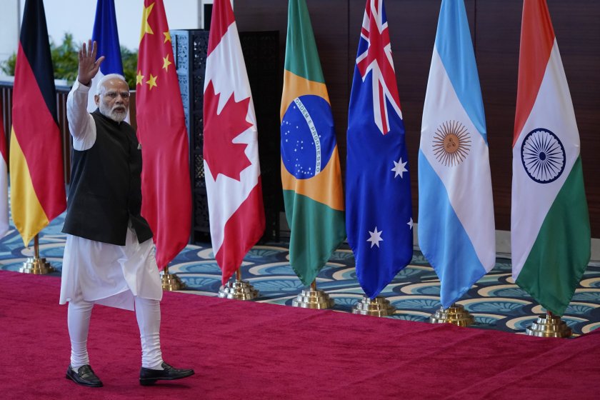 Индийският премиер Нарендра Моди произнася встъпителната си реч, с която