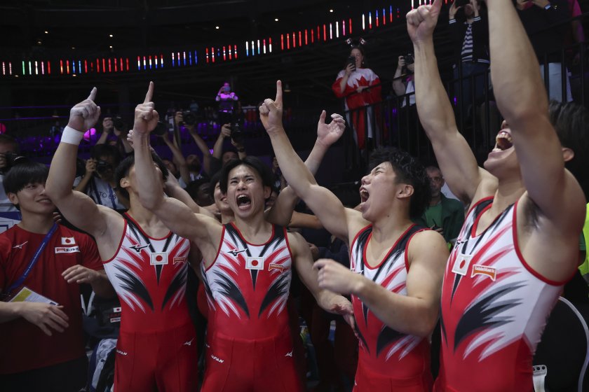 япония спечели отборната титла мъжете световното първенство гимнастика антверпен