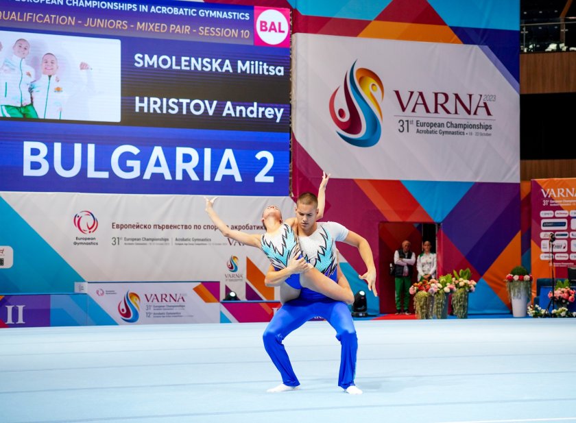 България с 6-о място при смесените двойки на европейското по спортна акробатика за младежи във Варна