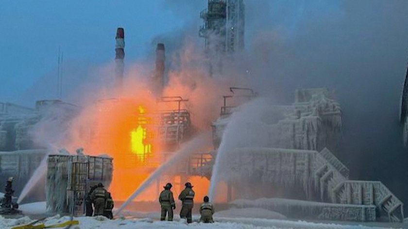 Пожарът в руския газов терминал е причинен от „външен фактор“
