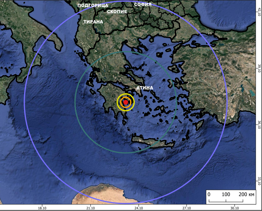 земетресение рихтер гръцкия полуостров пелопонес