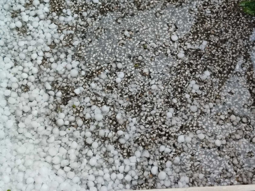 hailstorm covers streets shumen chunks ice