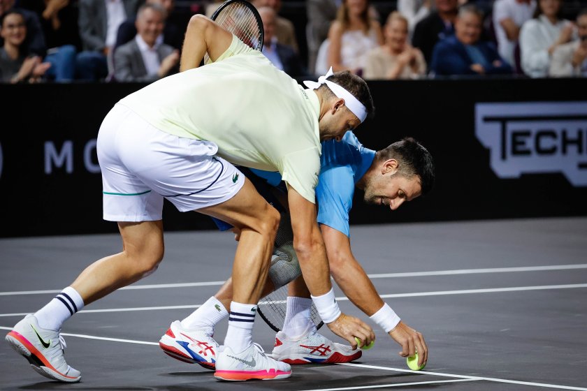 Григор Димитров постигна победа над Новак Джокович в демонстративния мач,