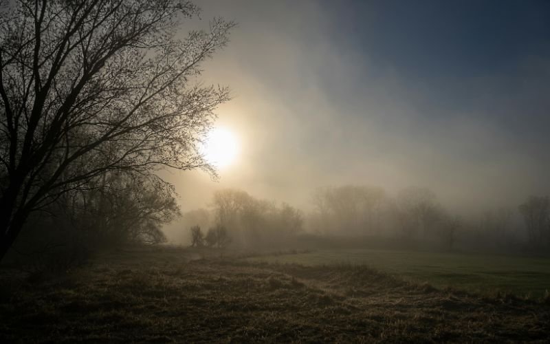 Слънчева сряда, преди обяд на места с мъгли