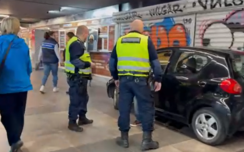 Автомобил паркира в подлеза на Орлов мост. Колата се е