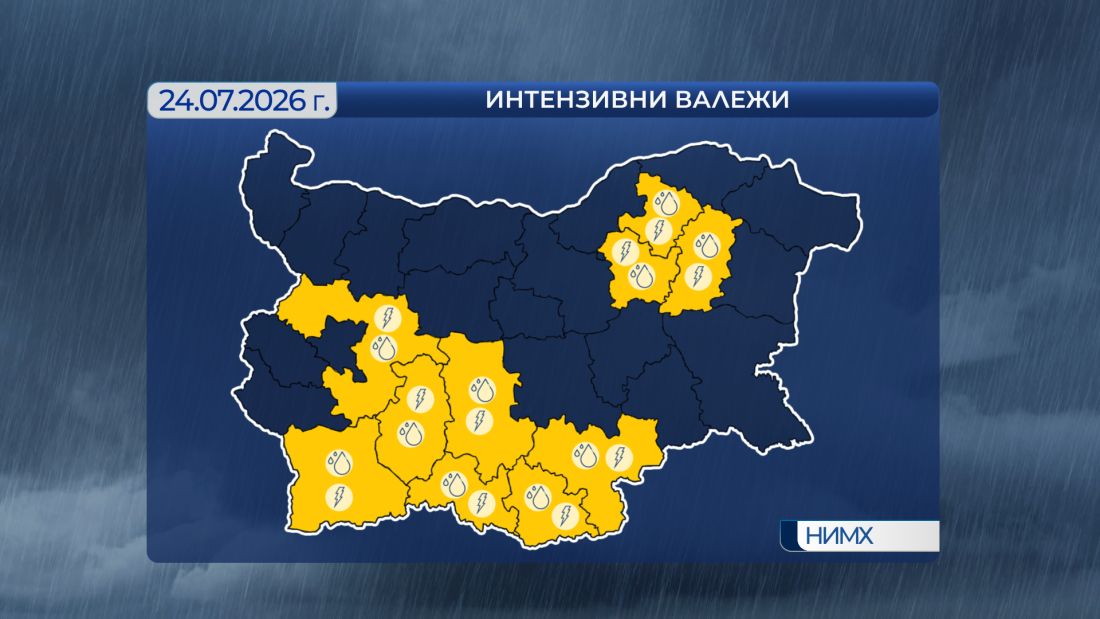Жълт код за значителни валежи в отделни райони на страната