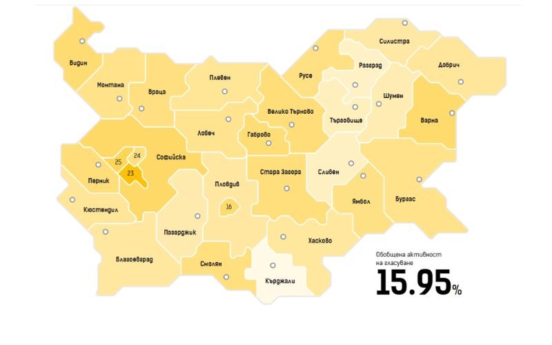 Избирателната активност достигна 15,95% към 16:00 ч.