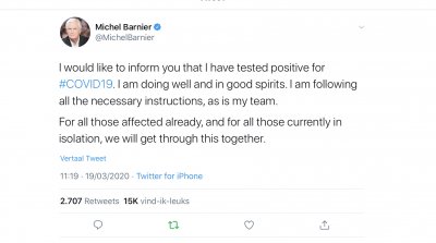 Мишел Барние с положителна проба за коронавирус