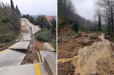 Пороите разрушиха пътища на Атон, град Карея е откъснат