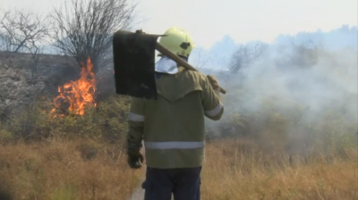 Не стихва пожарът на границата между областите Стара Загора и Хасково