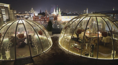 Ресторант със стъклени куполи в Москва