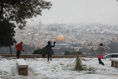 Сняг в Ерусалим (Снимки)