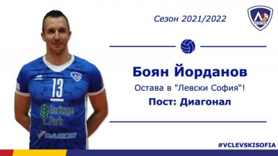 Боян Йорданов остава във ВК Левски