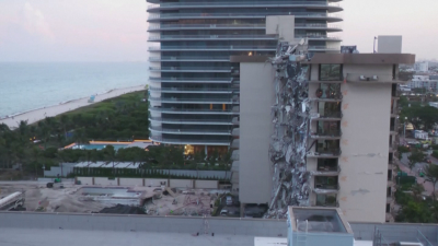 Събориха изцяло рухналата сграда в Маями преди бурята Елза