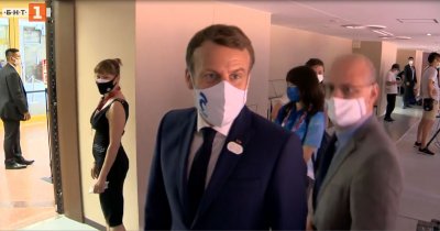 Еманюел Макрон с приятелски поздрав към БНТ в Токио (Видео)
