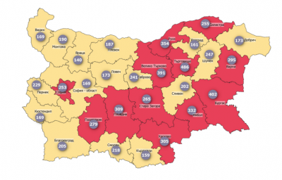 12 области в страната вече са в червената COVID зона