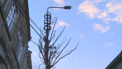 Електрически стълб надвисна над къща в центъра на Русе