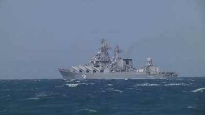 Флагманът на руския Черноморски флот e потънал съобщи руското военно