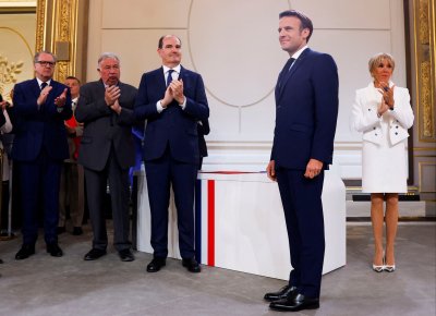 Френският президент Еманюел Макрон при встъпването му в длъжност за