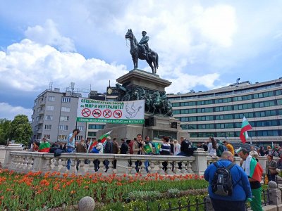 Протестиращи пред сградата на Народното събрание се обявиха за мир