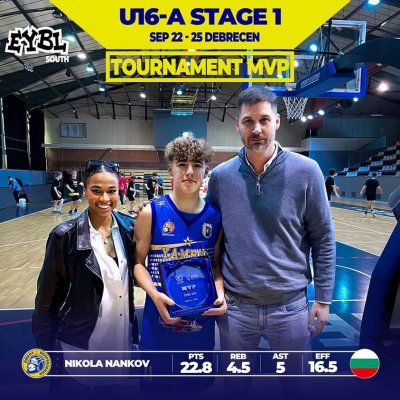 Играчът на Ямбол U16 Никола Нанков бе избран за MVP