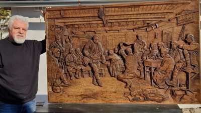 Ловешкият дърворезбар Димитър Колев направи реплика на прочутата картина Ръченица