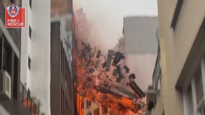 Огромен пожар в Сидни, огънят събори фасада на сграда (ВИДЕО)