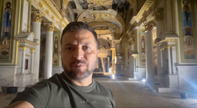 Зеленски записа послание от разрушения храм в Одеса