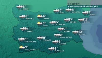 Минималните температури ще са между 1° и 6° в София