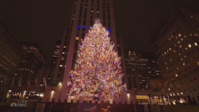 Запалиха светлините на коледната елха в Ню Йорк Множество хора