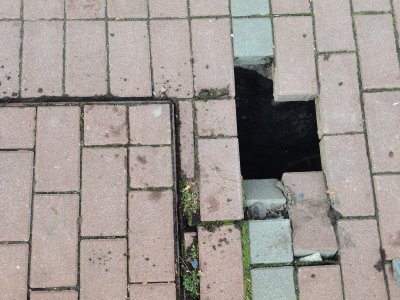 Обезопасиха зейнала дупка на тротоар в центъра на София
