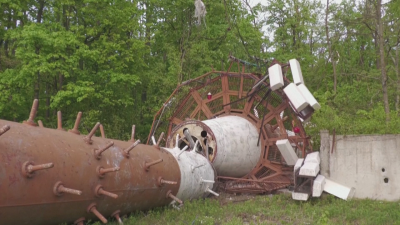 Телевизионната кула в украинския град Харков беше разрушена днес при