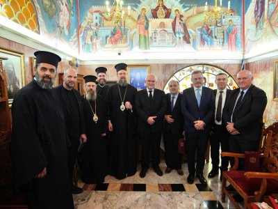 Делегацията на Димитър Главчев посети църквата „Св. Димитър“ в Солун, съобщи служебният премиер във Фейсбук