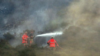 Голям пожар избухна между селата Коларово и Изворово Община Харманли