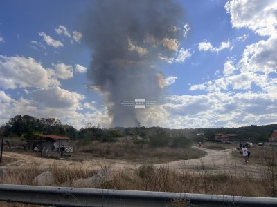 Сухи треви и храсти горят край къмпинг Каваци в Община