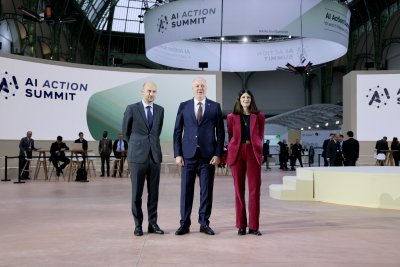 Bulgaria's PM Rosen Zhelyazkov participates in a discussion on the future of artificial intelligence in Paris
