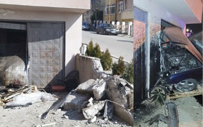 Млад шофьор се вряза в жилищна сграда в Благоевград