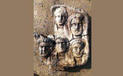 Marble Plaque with Portraits Discovered at Ancient City of Heraclea Sintica