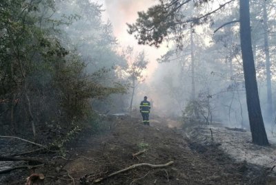 Втори ден се борят с голям пожар до язовир "Порой" край Поморие (СНИМКИ)